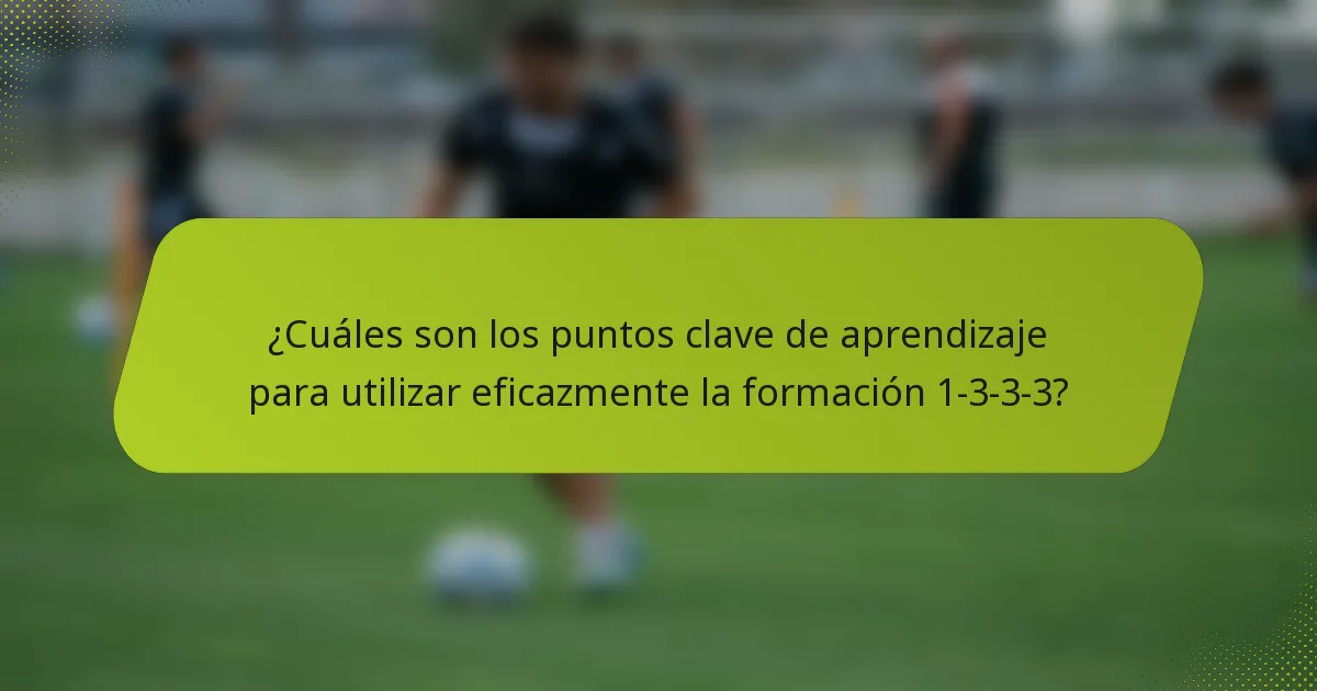 ¿Cuáles son los puntos clave de aprendizaje para utilizar eficazmente la formación 1-3-3-3?