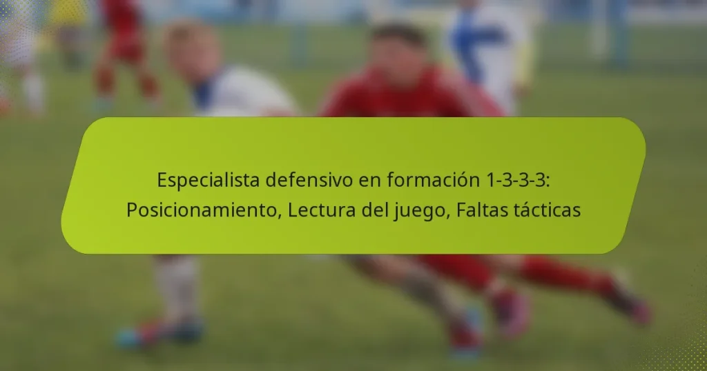 Especialista defensivo en formación 1-3-3-3: Posicionamiento, Lectura del juego, Faltas tácticas